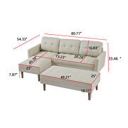 Beige foam-filled fabrc sectional l-shape sofa bed with ottoman bench by La Spezia additional picture 9