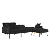 Black velvet upholstered reversible sectional sofa bed by La Spezia additional picture 2