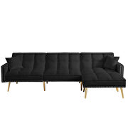 Black velvet upholstered reversible sectional sofa bed by La Spezia additional picture 3