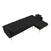 Black velvet upholstered reversible sectional sofa bed by La Spezia additional picture 4