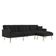 Black velvet upholstered reversible sectional sofa bed by La Spezia additional picture 6