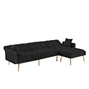 Black velvet upholstered reversible sectional sofa bed by La Spezia additional picture 7