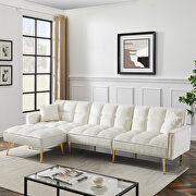 Cream white velvet upholstered reversible sectional sofa bed by La Spezia additional picture 2