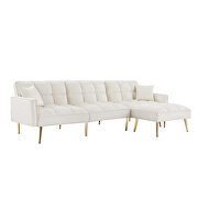 Cream white velvet upholstered reversible sectional sofa bed by La Spezia additional picture 3
