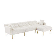 Cream white velvet upholstered reversible sectional sofa bed by La Spezia additional picture 6