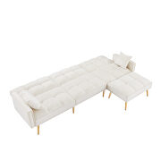 Cream white velvet upholstered reversible sectional sofa bed by La Spezia additional picture 7