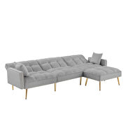 Gray velvet upholstered reversible sectional sofa bed by La Spezia additional picture 6