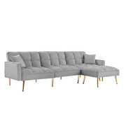 Gray velvet upholstered reversible sectional sofa bed by La Spezia additional picture 7