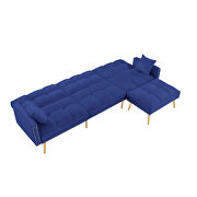 Blue velvet upholstered reversible sectional sofa bed by La Spezia additional picture 2