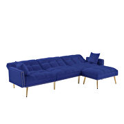 Blue velvet upholstered reversible sectional sofa bed by La Spezia additional picture 3