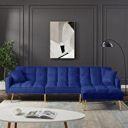 Blue velvet upholstered reversible sectional sofa bed by La Spezia additional picture 4