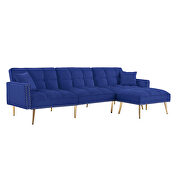 Blue velvet upholstered reversible sectional sofa bed by La Spezia additional picture 5