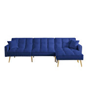 Blue velvet upholstered reversible sectional sofa bed by La Spezia additional picture 7