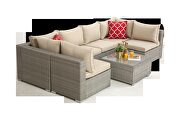 7-piece pe rattan wicker sectional cushioned sofa sets and coffee table by La Spezia additional picture 15