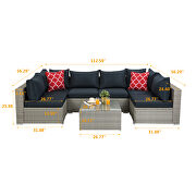 7-piece pe rattan wicker sectional cushioned sofa sets with 2 pillows and coffee table by La Spezia additional picture 2