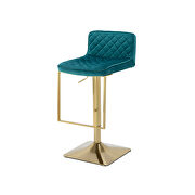 Teal velvet modern swivel barstool with back by La Spezia additional picture 4