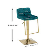 Teal velvet modern swivel barstool with back by La Spezia additional picture 6
