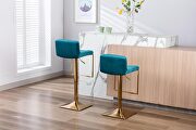 Teal velvet modern swivel barstool with back by La Spezia additional picture 7