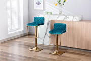 Teal velvet modern swivel barstool with back by La Spezia additional picture 8