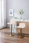 Ivory velvet modern swivel barstool with back by La Spezia additional picture 7