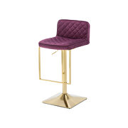 Purple velvet modern swivel barstool with back by La Spezia additional picture 3