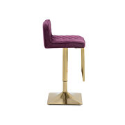 Purple velvet modern swivel barstool with back by La Spezia additional picture 4