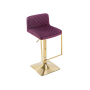 Purple velvet modern swivel barstool with back by La Spezia additional picture 6