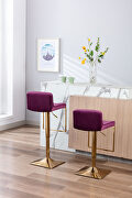 Purple velvet modern swivel barstool with back by La Spezia additional picture 8