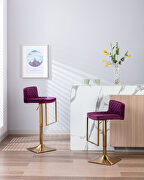 Purple velvet modern swivel barstool with back by La Spezia additional picture 9
