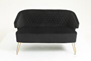 Black fabric tufted backrest accent loveseat with golden metal legs by La Spezia additional picture 2
