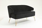 Black fabric tufted backrest accent loveseat with golden metal legs by La Spezia additional picture 3