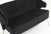 Black fabric tufted backrest accent loveseat with golden metal legs by La Spezia additional picture 4