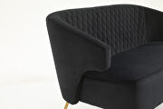 Black fabric tufted backrest accent loveseat with golden metal legs by La Spezia additional picture 5