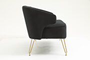 Black fabric tufted backrest accent loveseat with golden metal legs by La Spezia additional picture 6