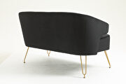 Black fabric tufted backrest accent loveseat with golden metal legs by La Spezia additional picture 7