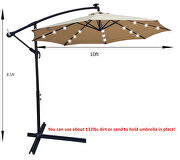 Tan 10 ft outdoor patio umbrella solar powered led lighted sun shade market waterproof 8 ribs umbrella additional photo 3 of 2