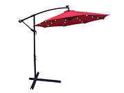 Red 10 ft outdoor patio umbrella solar powered led lighted sun shade market waterproof 8 ribs umbrella additional photo 4 of 5