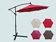 Red 10 ft outdoor patio umbrella solar powered led lighted sun shade market waterproof 8 ribs umbrella by La Spezia additional picture 6