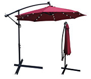 Burgundy 10 ft outdoor patio umbrella solar powered led lighted sun shade market waterproof 8 ribs umbrella additional photo 2 of 2