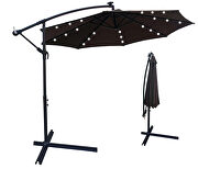 Chocolate 10 ft outdoor patio umbrella solar powered led lighted sun shade market waterproof 8 ribs umbrella by La Spezia additional picture 2