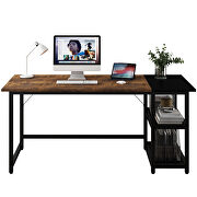 Rustic brown modern splice board style home office computer desk with wooden storage shelves by La Spezia additional picture 7