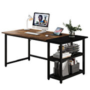 Rustic brown modern splice board style home office computer desk with wooden storage shelves by La Spezia additional picture 9