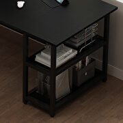 Black modern splice board style home office computer desk with wooden storage shelves by La Spezia additional picture 2