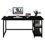 Black modern splice board style home office computer desk with wooden storage shelves by La Spezia additional picture 3
