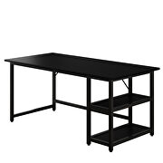 Black modern splice board style home office computer desk with wooden storage shelves by La Spezia additional picture 5