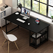 Black modern splice board style home office computer desk with wooden storage shelves by La Spezia additional picture 8