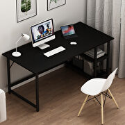 Black modern splice board style home office computer desk with wooden storage shelves by La Spezia additional picture 9