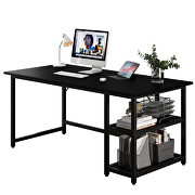 Black modern splice board style home office computer desk with wooden storage shelves by La Spezia additional picture 10