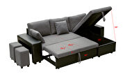 Linen reversible sleeper sectional sofa with storage and 2 stools steel gray by La Spezia additional picture 11