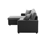 Linen reversible sleeper sectional sofa with storage and 2 stools steel gray by La Spezia additional picture 6